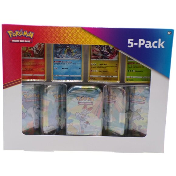 Pokémon TCG 5-Pack Galar Pals Mini Tin Set Evolving Skies & Brillant Stars! - Picture 1 of 5